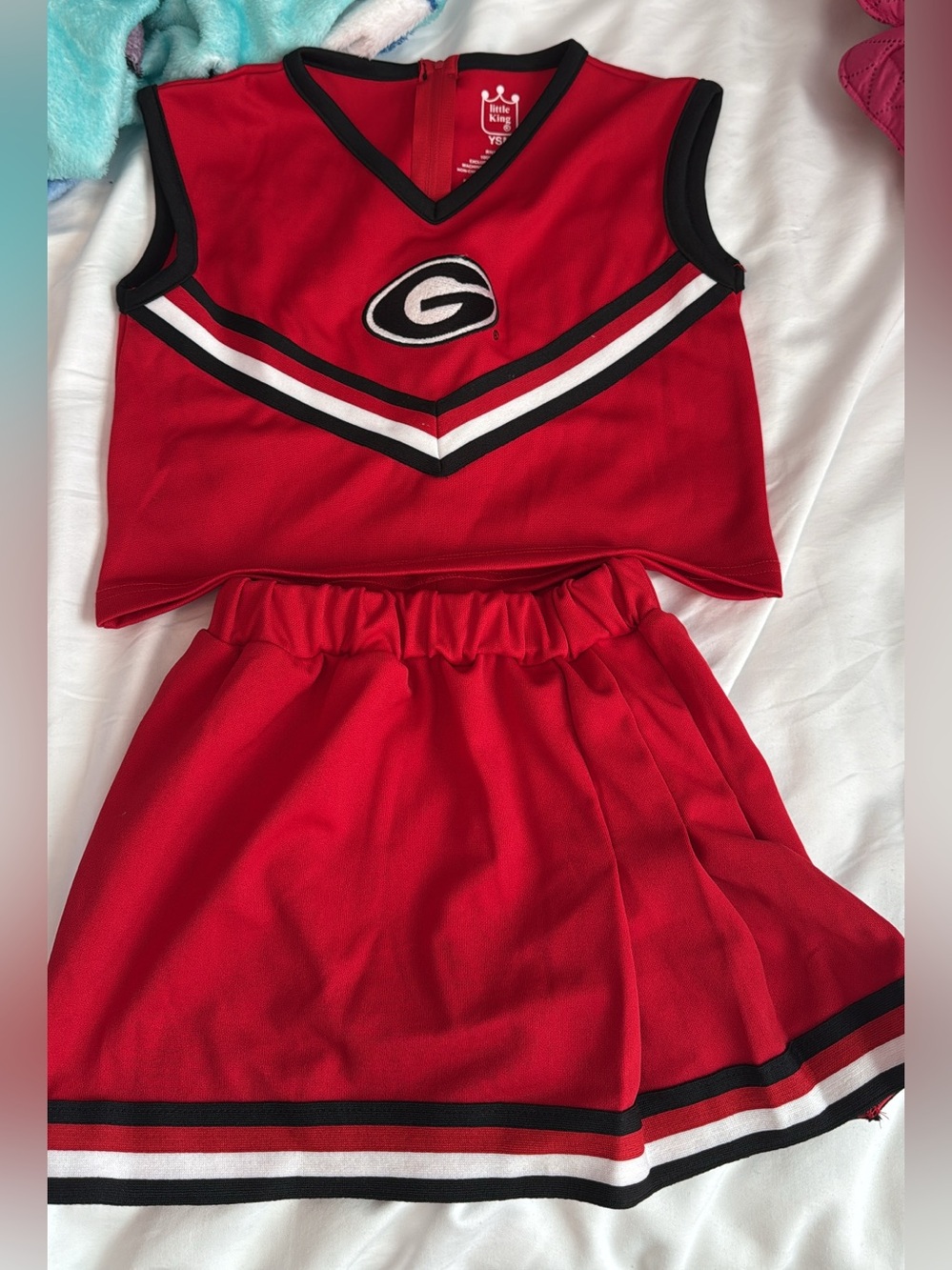 Red Cheerleader Two-Piece Set with G Patch
